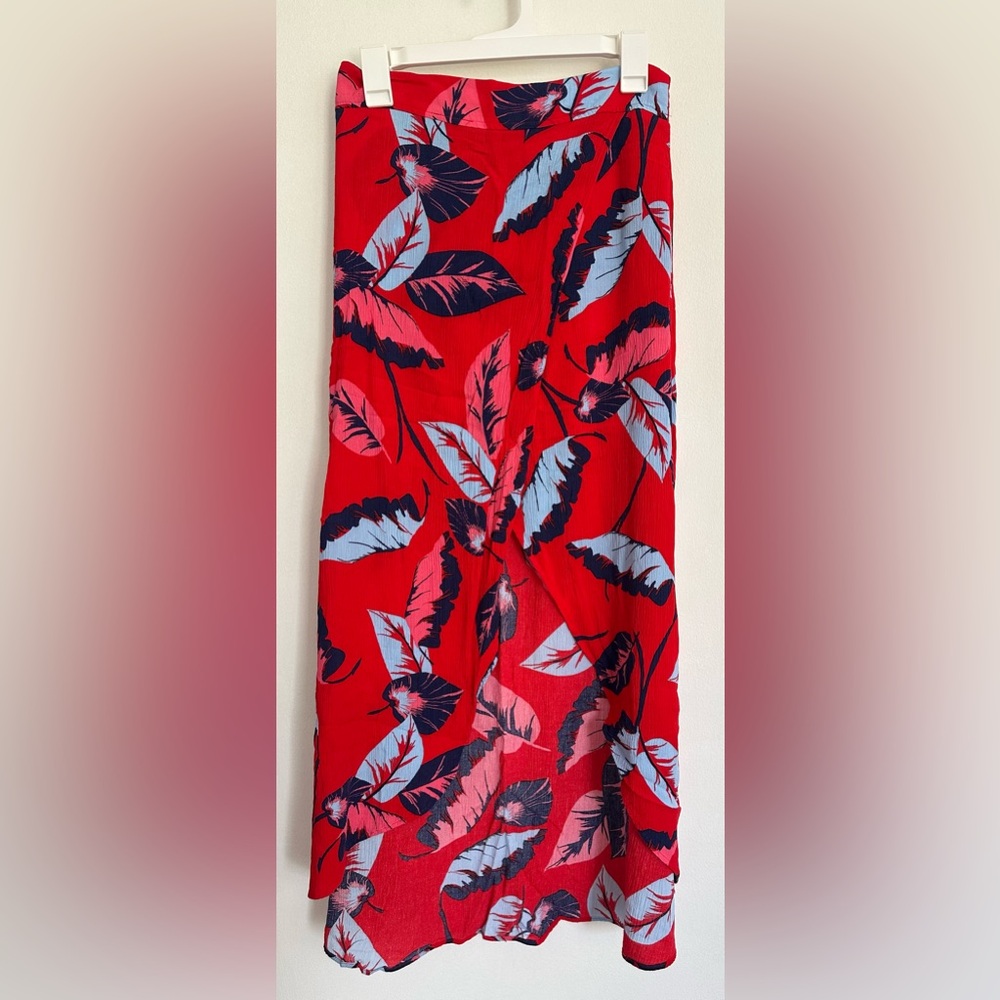 Express faux wrap floral tropical maxi skirt